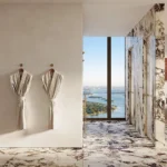 Парная и сауна верхнего этажа триплекса с видом на Бискейн-Бэй в Villa Miami