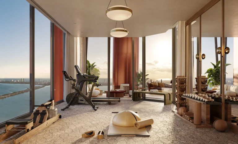 Терраса с панорамой Майами Приватная терраса триплекса Villa Miami с алмазными узорами и видом на город