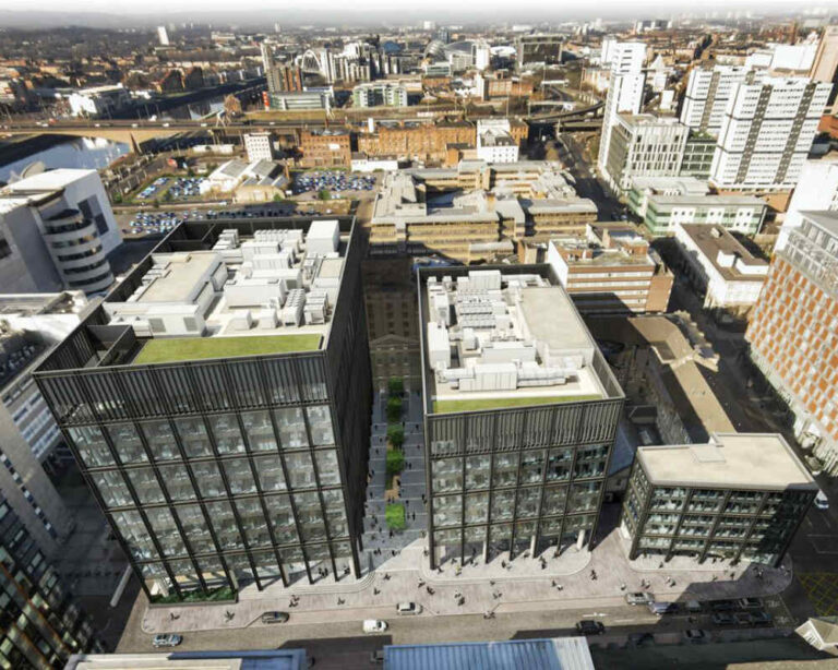 Визуализация жилого комплекса Lewisham Retail Park Концептуальное изображение современного квартала на месте Lewisham Retail Park с арендным жильем и инфраструктурой
