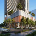 Рендер фасада башни 2900 Terrace от Arquitectonica в Edgewater