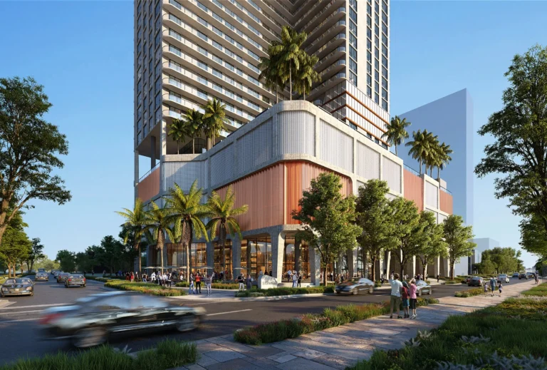 Архитектурный дизайн фасада Рендер фасада башни 2900 Terrace от Arquitectonica в Edgewater
