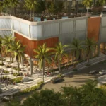 Панорамный рендер жилого комплекса 2900 Terrace Майами Edgewater с ландшафтом