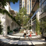 Pool deck Midtown Park Residences с рестораном и фитнесом в Майами