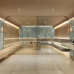 Современная гостиная в элитных апартаментах Midtown Park с видом на Wynwood