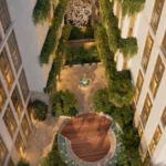 Визуализация фасада и amenities Ponce Park Residences в Coral Gables