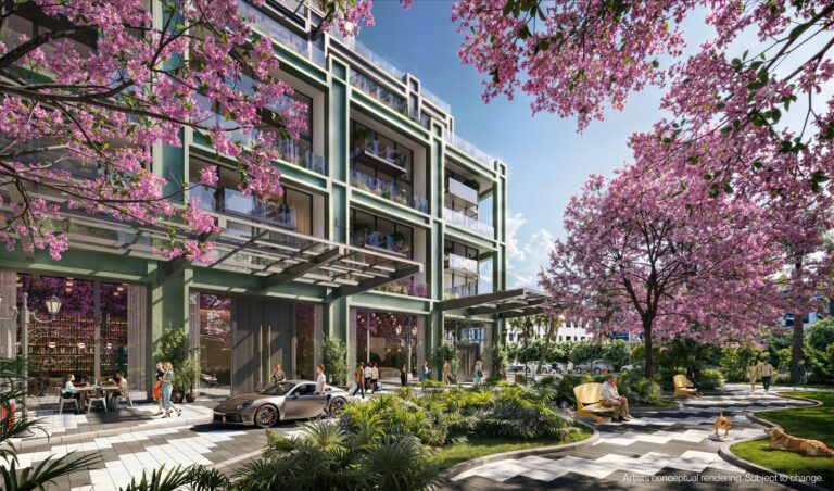 Флагманская башня Midtown Park Residences 28-этажная башня Midtown Park в Майами от Arquitectonica с видом на Wynwood